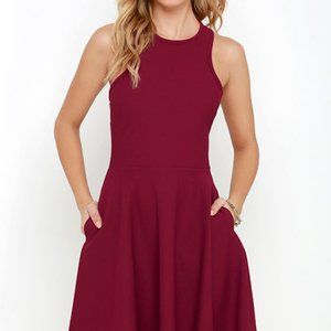 Lulus Burgundy Skater Dress With Pockets!